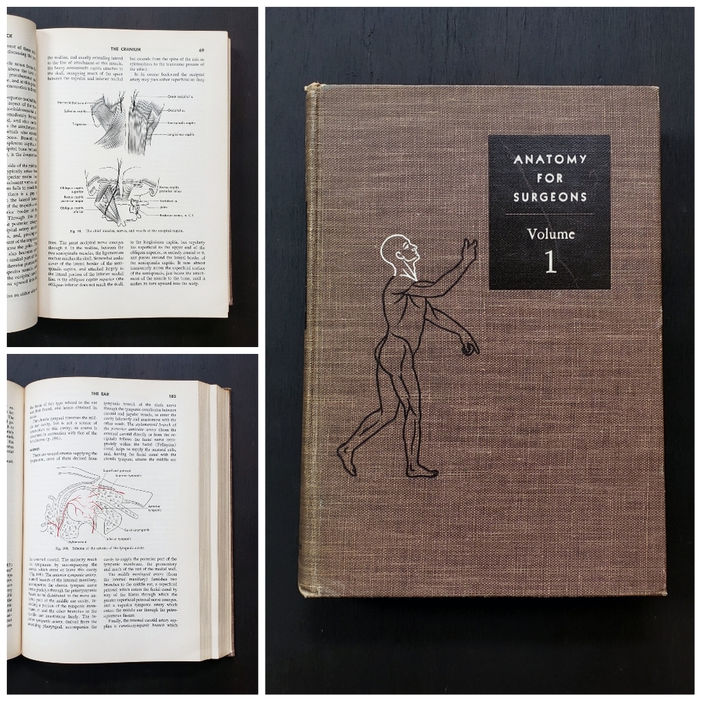 Vintage 1st Ed 1954 Anatomy For Surgeons Head and Neck Vol 1 Medical Book
